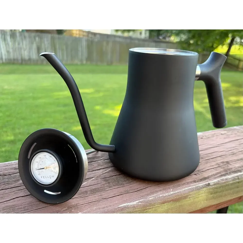 Fellow Stagg Pour-Over Stovetop Kettle with Built-In Thermometer, Matte Black 1L